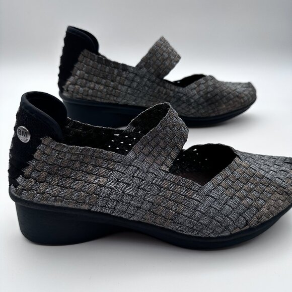 Bernie Mev Women’s Criss Cross Metallic Mary Jane Wedges Shoes Gold Size 7.5 - Picture 5 of 8